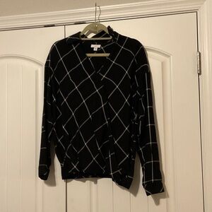 J. Jill Black and White Plaid Blouse
